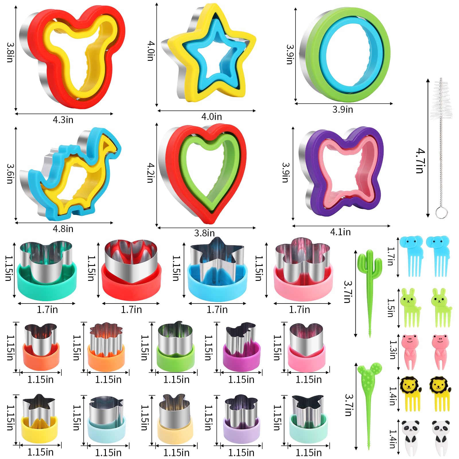 Sandwich Cutters for Kids Lunch, 33 Pcs Sandwich Cutter and Sealer Set for Kids Lunch, DIY Vegetable Fruit Shapes and Cookie Cutters for Bento Box