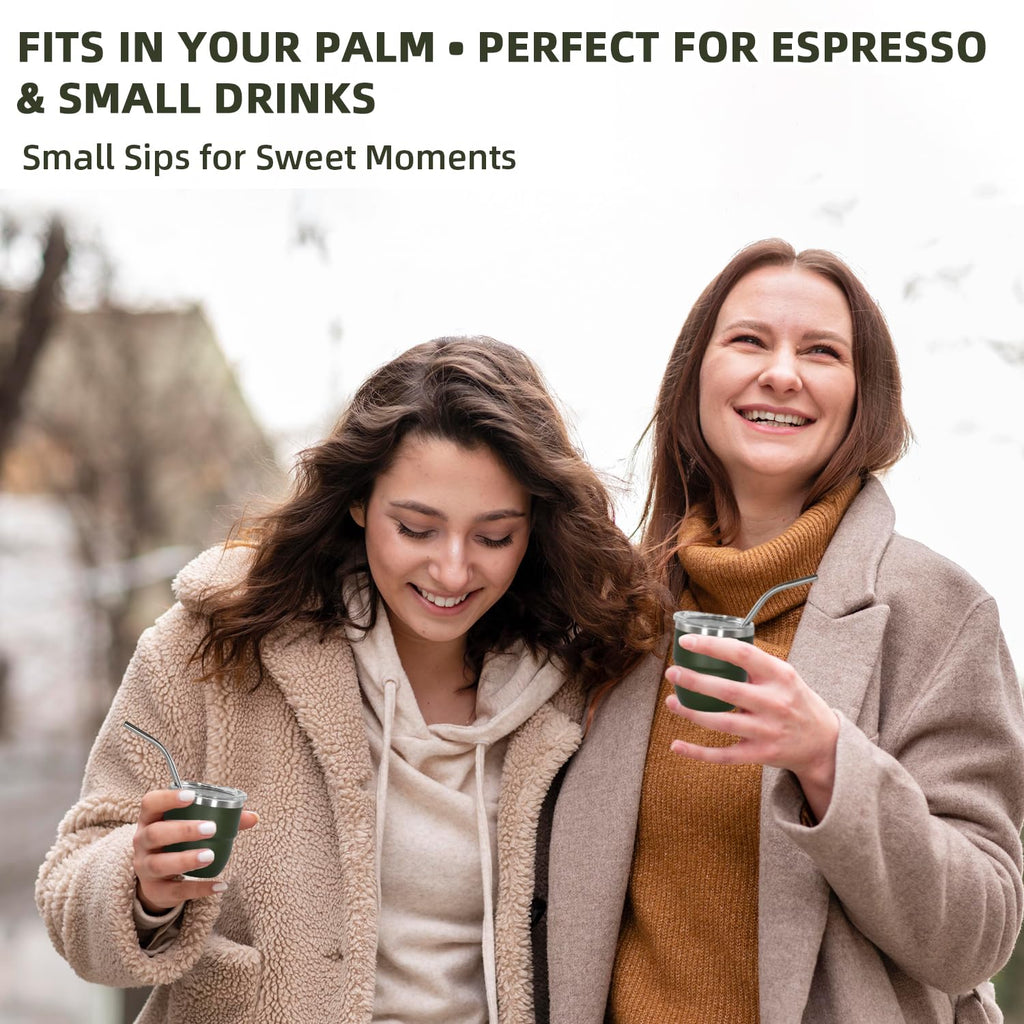 CHLJAR Espresso Cups, 4oz Insulated Espresso Cup Set of 6, Espresso Shot Cups, Stainless Steel Espresso Glasses, Stackable Mini Tumbler, Small Cup for Coffee