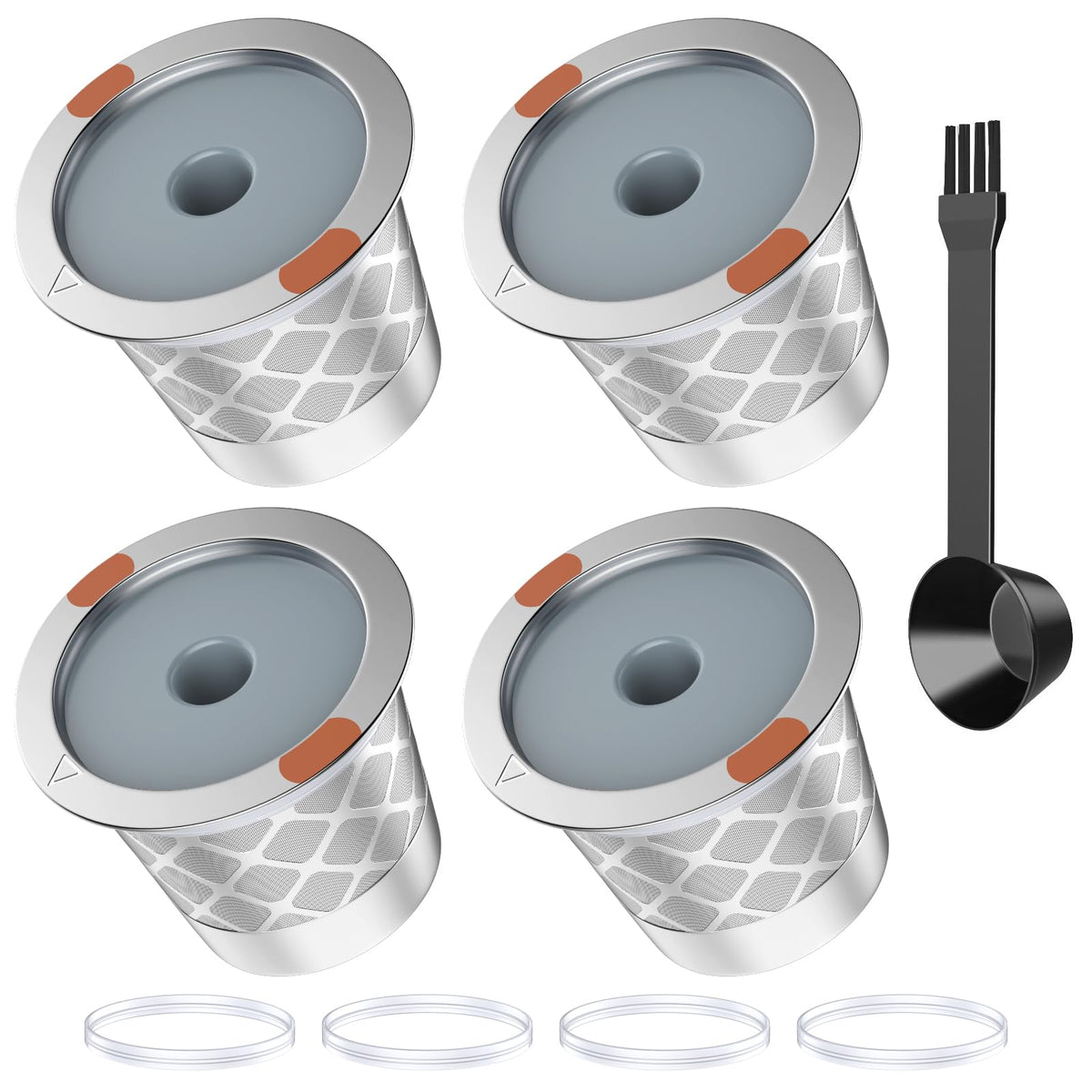 Reusable k Cup Coffee Filters,Universal stainless steel Refillable k Cups Filter Use for Keurig 2.0 and 1.0 Coffee Makers-brewers (6pack)