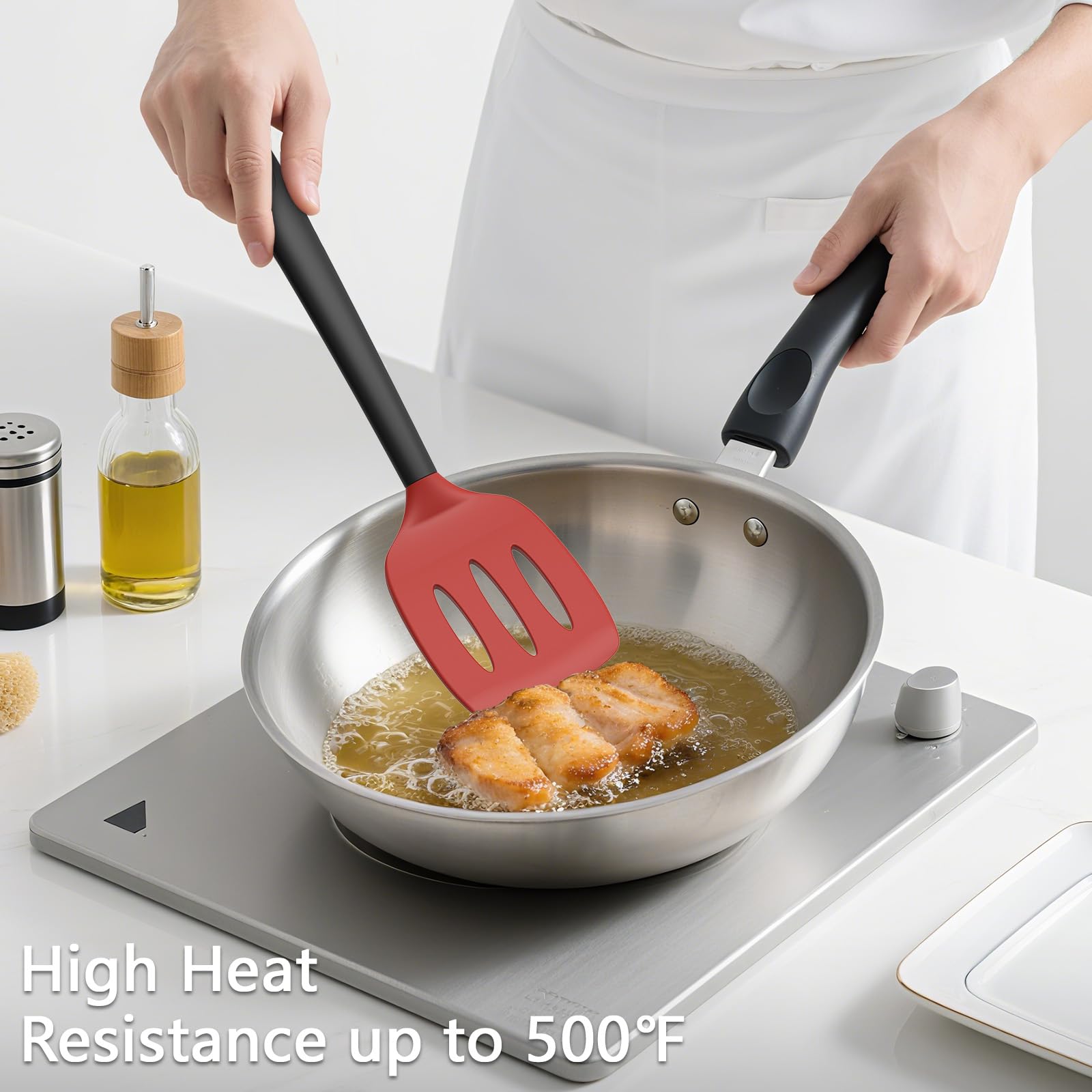 Coukre 3 Pack Silicone Spatula Set, Heat Resistant to 500°F, BPA-Free