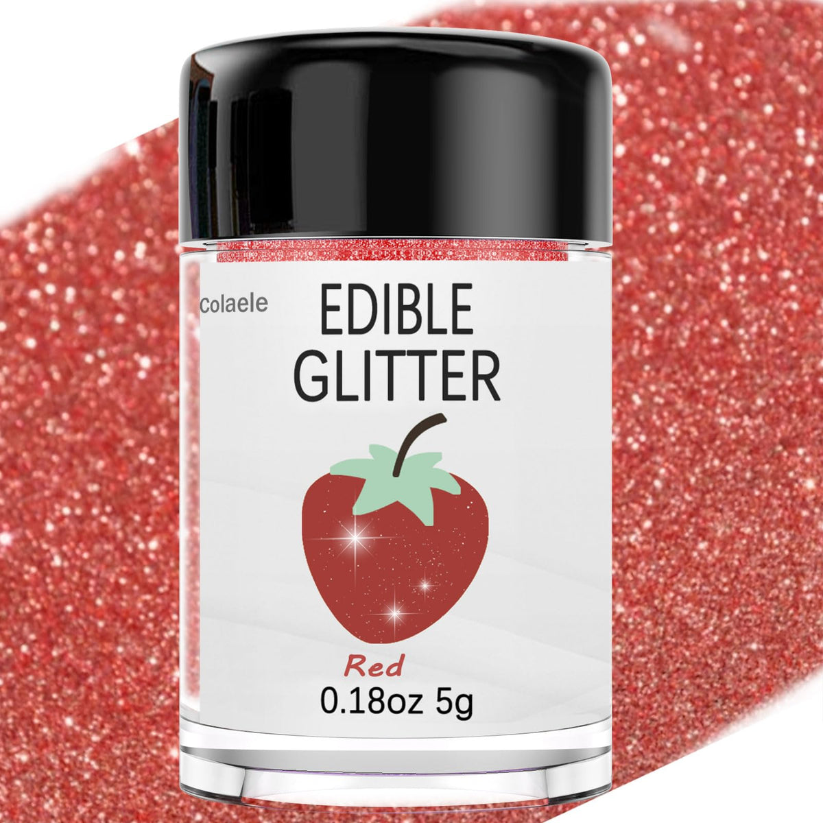 Edible Glitter for Cakes Drinks Luster Dust Set - Colaele 10 Colors Shimmering Disco Glitter Food Grade Metallic Food Coloring Powder Sprinkling for Strawberries, Chocolates, Fondant, Pops, Vegan