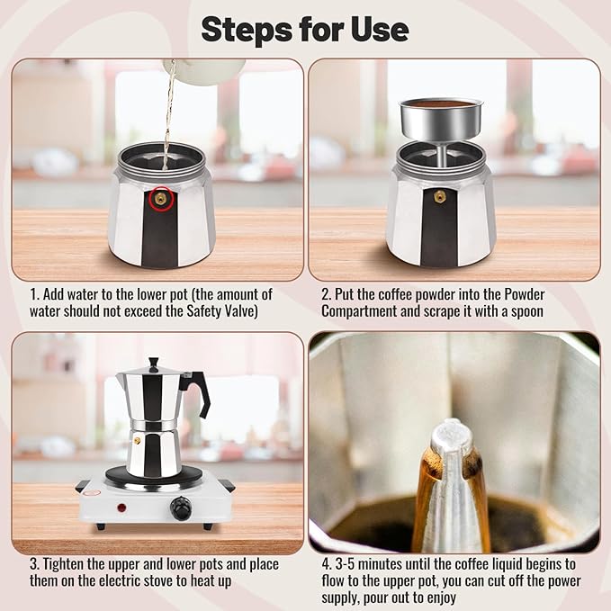 9 Cup Aluminum Moka Pot Classic Stovetop Espresso Coffee Maker 450ml 15oz Coffeemaker Percolator Mocha Pot Greca Coffee Maker Cafe Makers for Italian and Cuban Café Brewing Silver