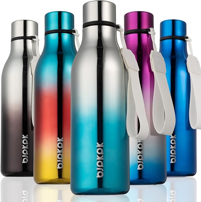BJPKPK 18oz Insulated Water Bottle, Stainless Steel Bottle with Carry Strap