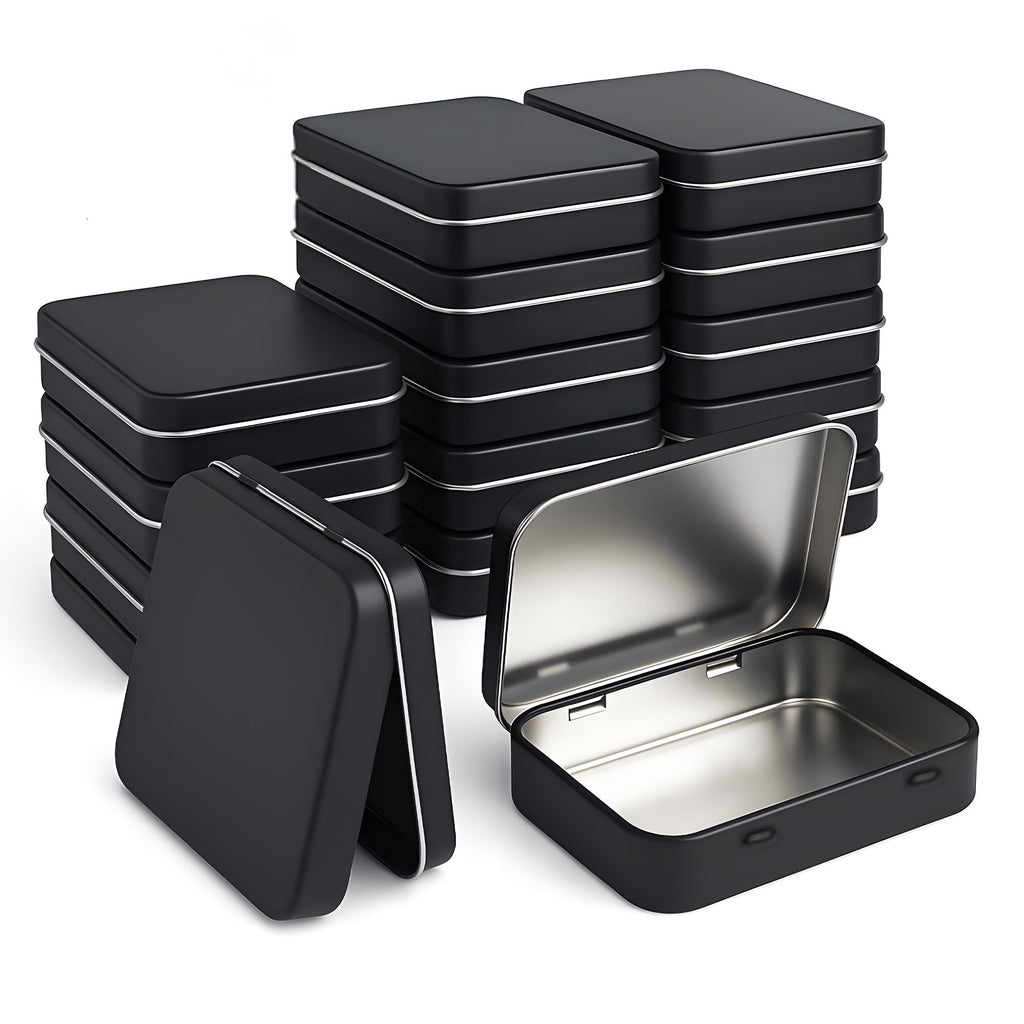 Small Metal Box With Lid-Cookie Tins Metal Tins With Lids Lens Wipes Storage Container Mini Portable Box,Empty Hinged Tin,For Organize Mint Candy Jar,Sewing Tools,DIY Gift Boxes(Black 20 Pcs)