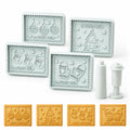 4-Piece 3D Merry Christmas Cookie Cutter and Stamp Set, Plastic