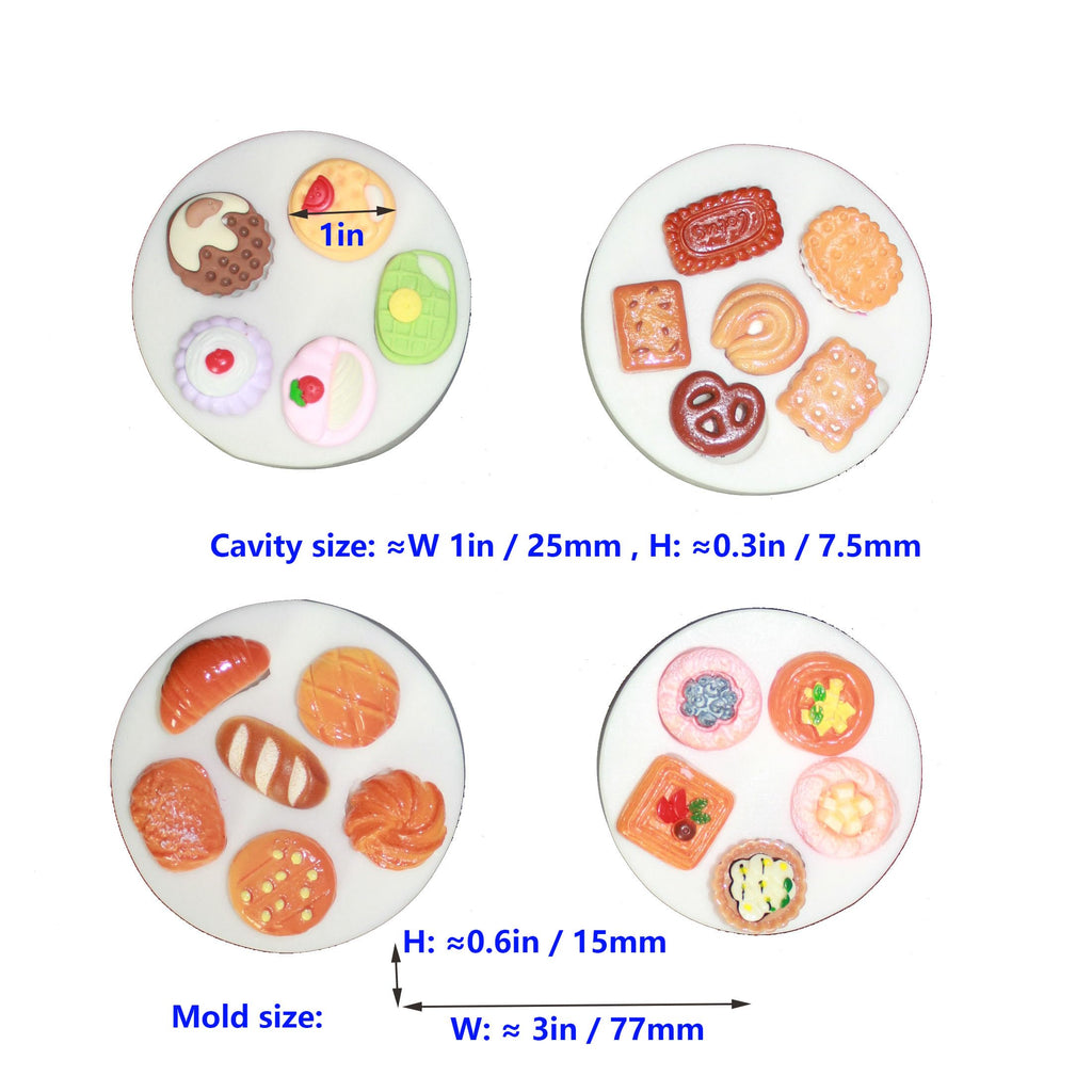LVDGE Lovely Small Items Silicone Fondant Molds Set For Cake Topper, Gumpaste, Candy & Chocolate, Polymer Clay and More (Round Food Items)