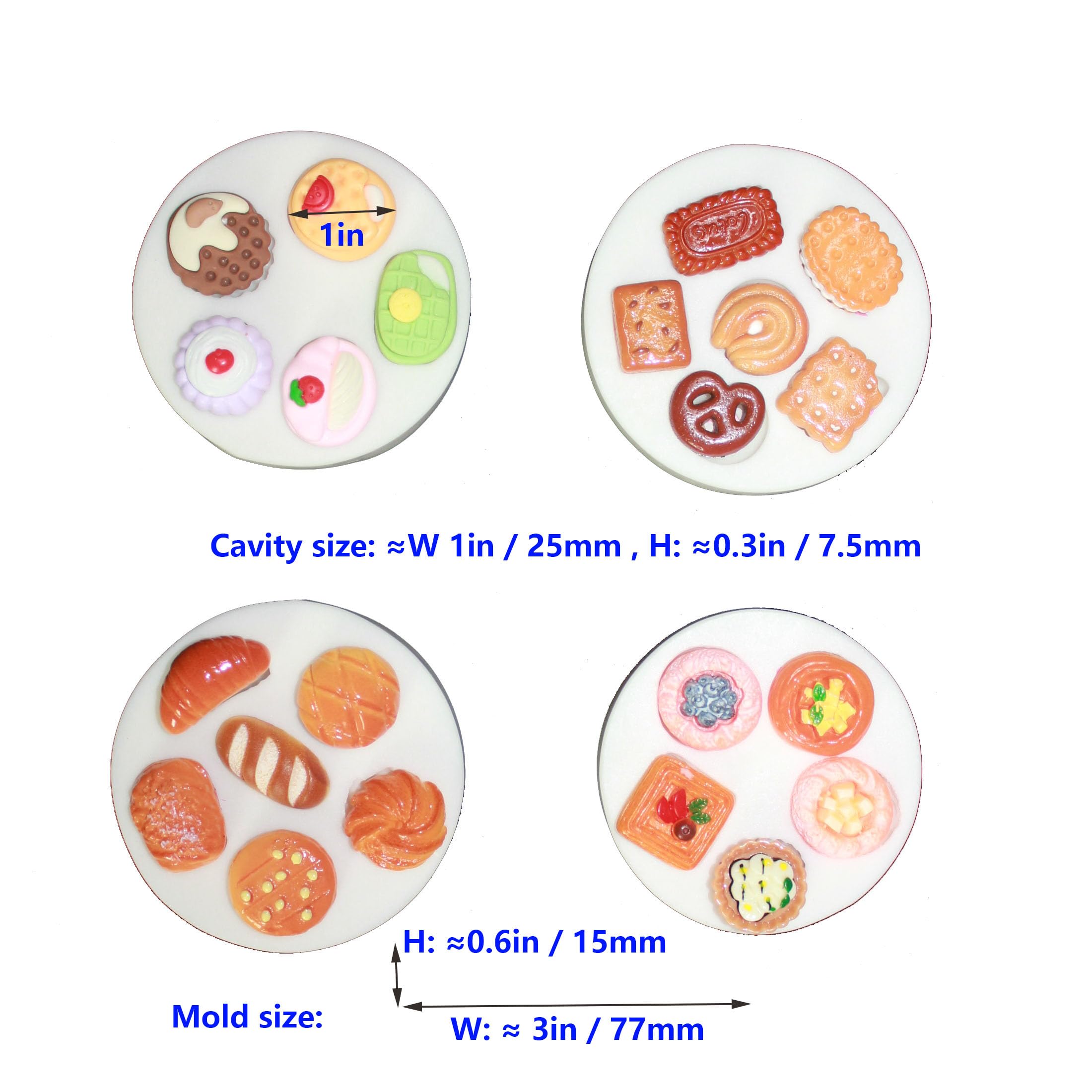 LVDGE Lovely Small Items Silicone Fondant Molds Set For Cake Topper, Gumpaste, Candy & Chocolate, Polymer Clay and More (Round Food Items)