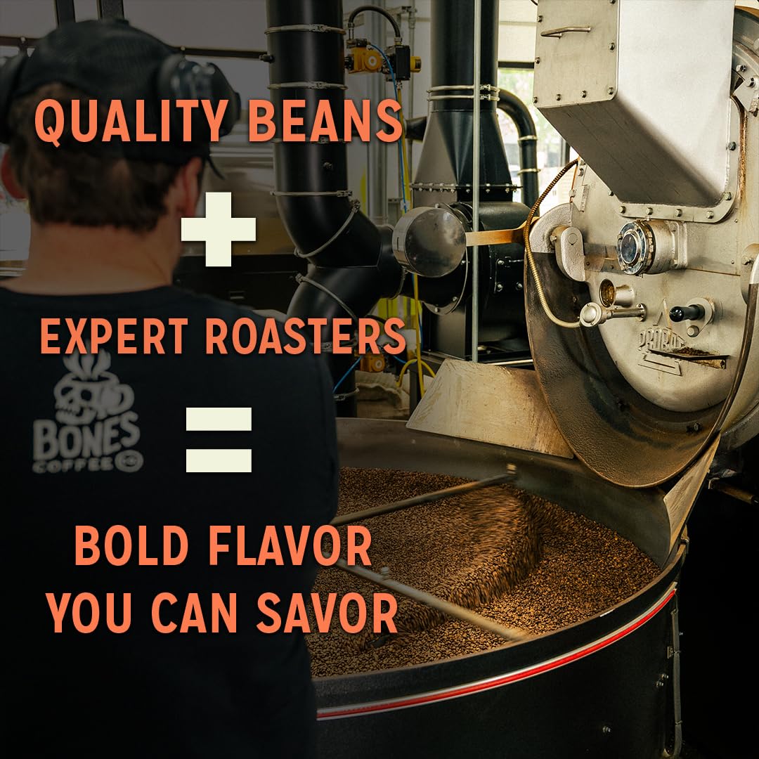 Bones Coffee Company Cookies 'N Dreams Cookies and Cream Flavored Coffee, Medium Roast Low Acid Arabica Beans Compatible with Auto drip and French Press Coffee Maker, 12 Oz Ground