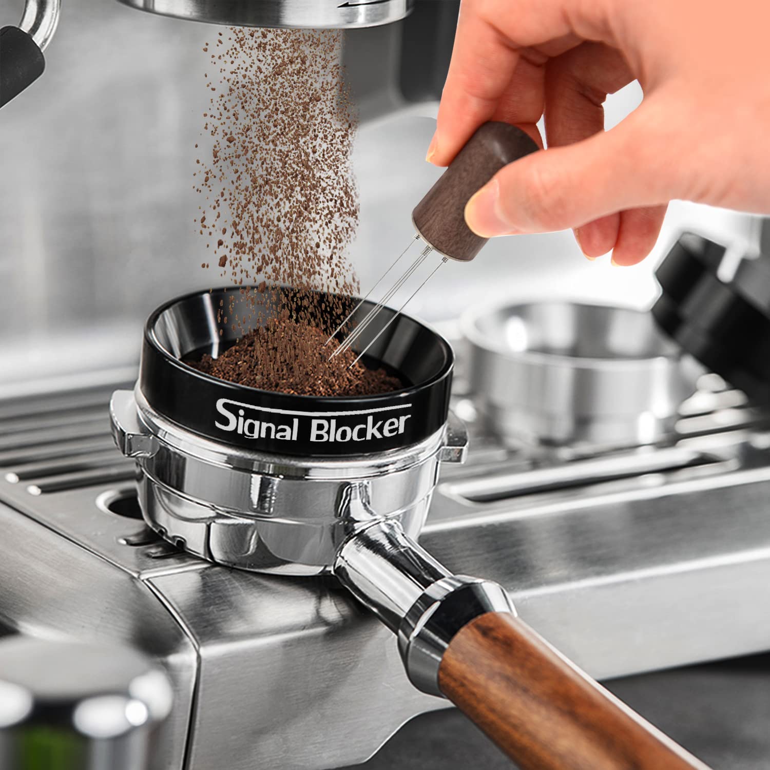 51mm Espresso Dosing Funnel: 51mm Portafilter Funnel Magnetic Coffee Dosing Ring Aluminium Metal | Espresso Machine Accessories Bundle Including Espresso WDT Tool