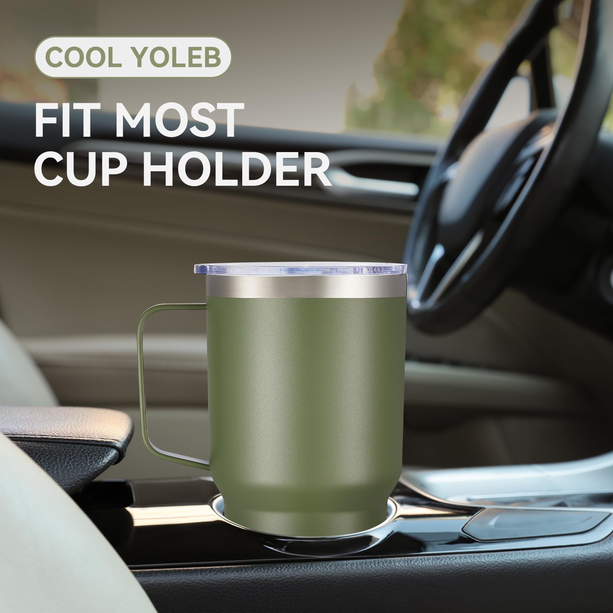 Cool Yoleb 30 oz Stainless Steel Tumblers Bulk with Handle and Lid, 4 Pack