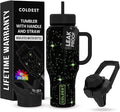 Coldest 40 oz Tumbler with Handle and Straw - 100% Leak Proof Insulated Tumbler with Lid and Straw (3 Lids) - Stainless Steel Tumblers for Women & Men - Cup Holder Friendly Base, 36 oz (Farther Away)