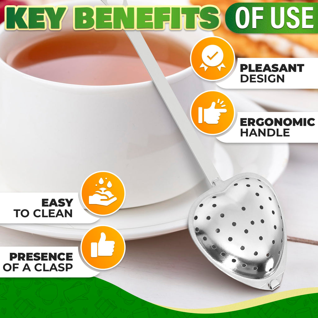 10 Pcs Heart Tea Infuser, 5.52 Inch, Stainless Steel Steeper