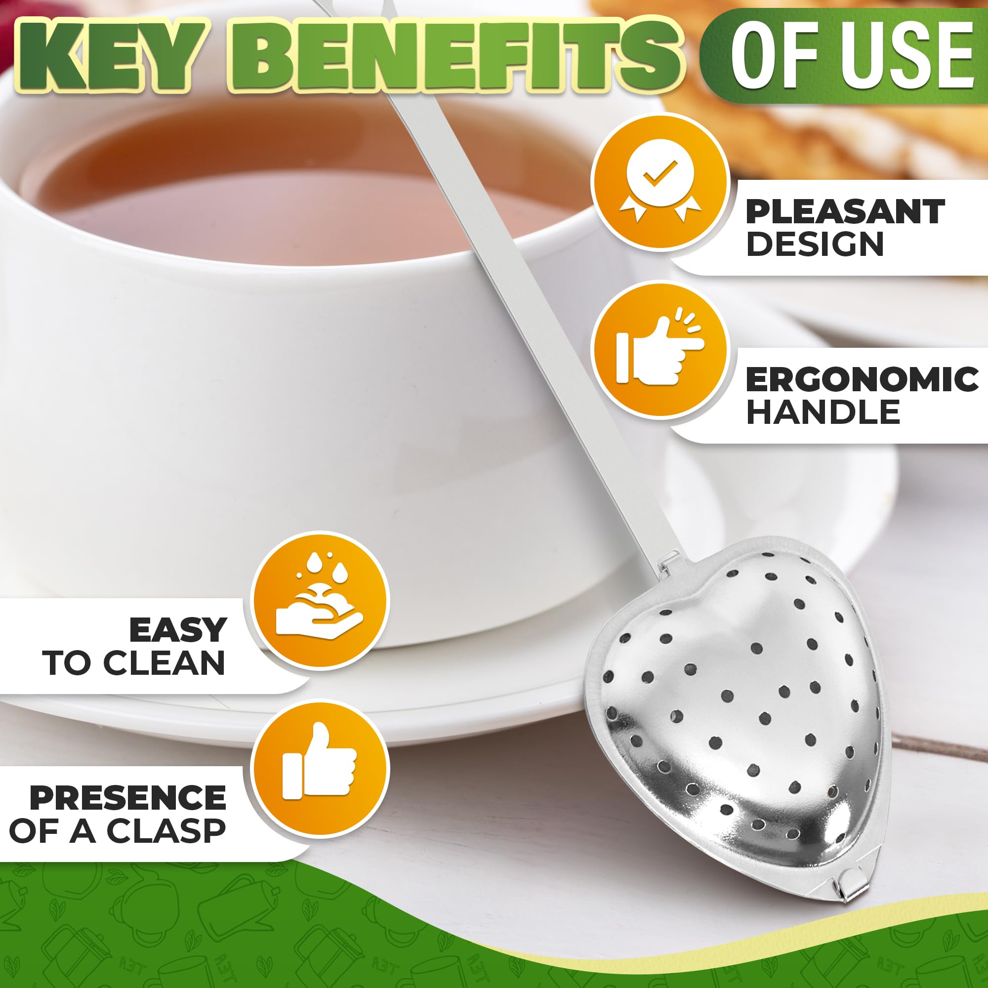 10 Pcs Heart Tea Infuser, 5.52 Inch, Stainless Steel Steeper