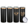 Metalya 20 oz Skinny Tumblers Bulk with Lids and Straws Black,4 pack