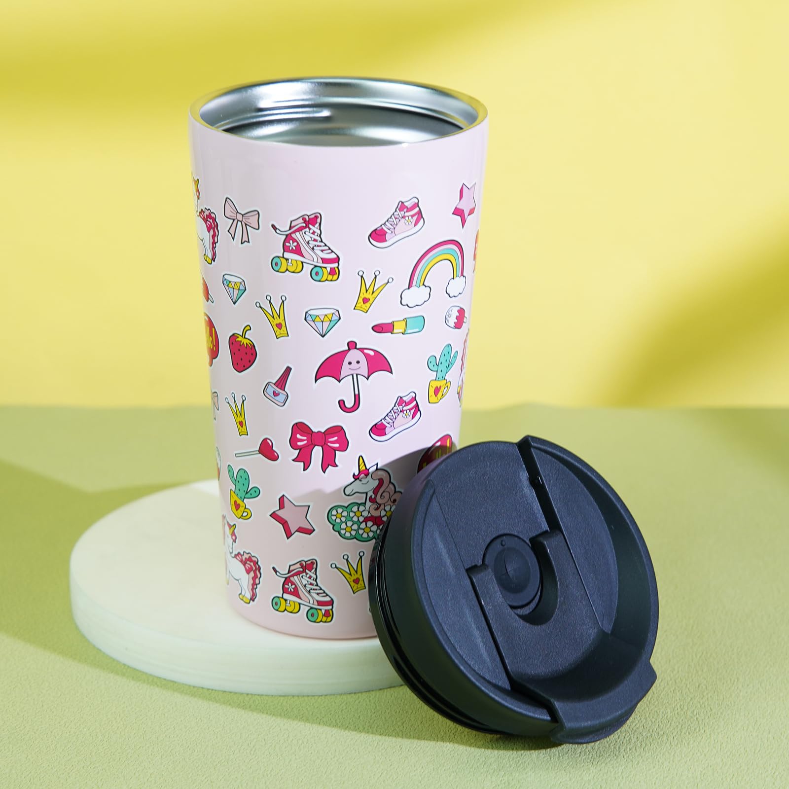 BJPKPK 34oz Coffee Tumbler with Straw, Insulated Stainless Steel Cup
