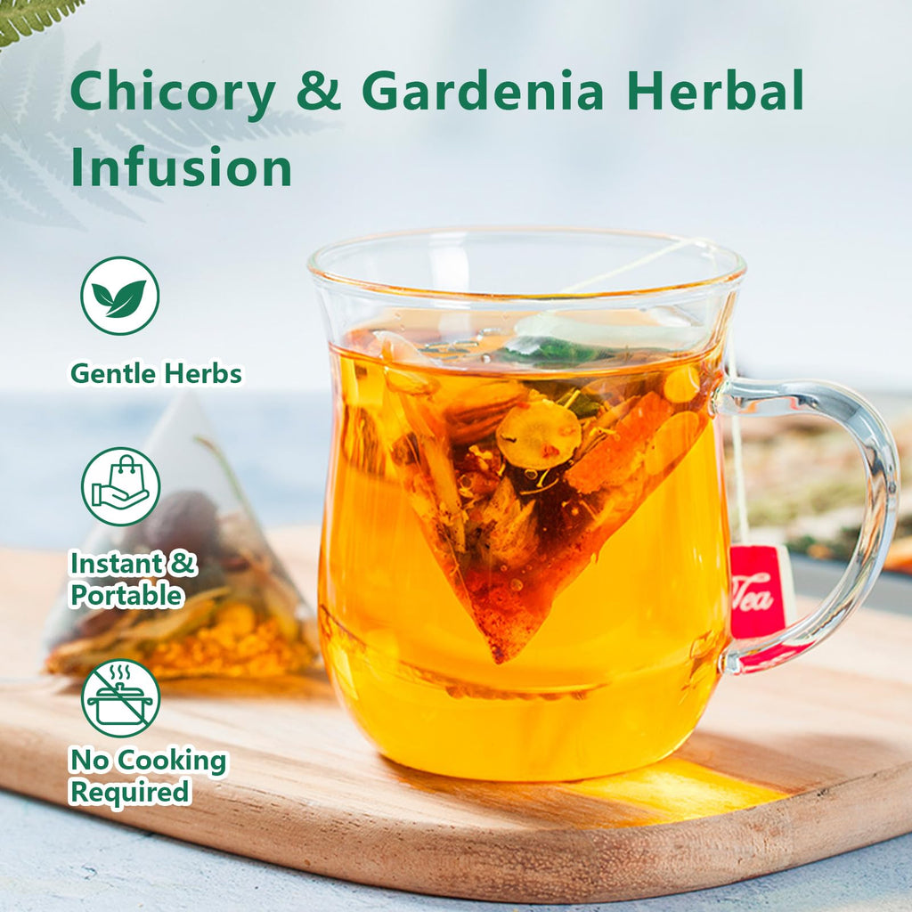 Chicory and Gardenia Herbal Tea Bags (12 Count) – Caffeine Free, Sugar Free Botanical Tea with Honeysuckle, Licorice & Tangerine Peel – Vegan, Naturally Soothing Daily Herbal Blend (1pc)