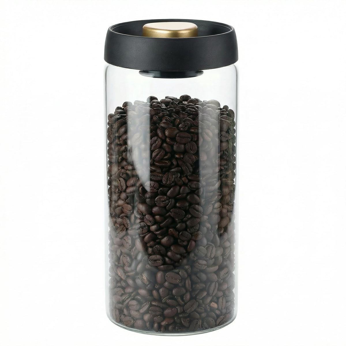 LOEZ Vacuum Coffee Canister, 61 fl oz Glass Jar with Pump Lid, Clear