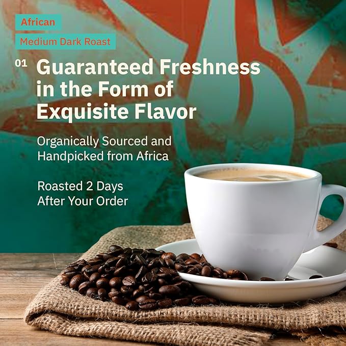 Kochere Horn of Africa Signature Blend Whole Bean Coffee – 2LB – Signature Blend of Single Origin Coffees – Freshly Roasted to Order – Medium Roast – Bold, Complex, and Fruity Specialty Coffee – Farm Direct