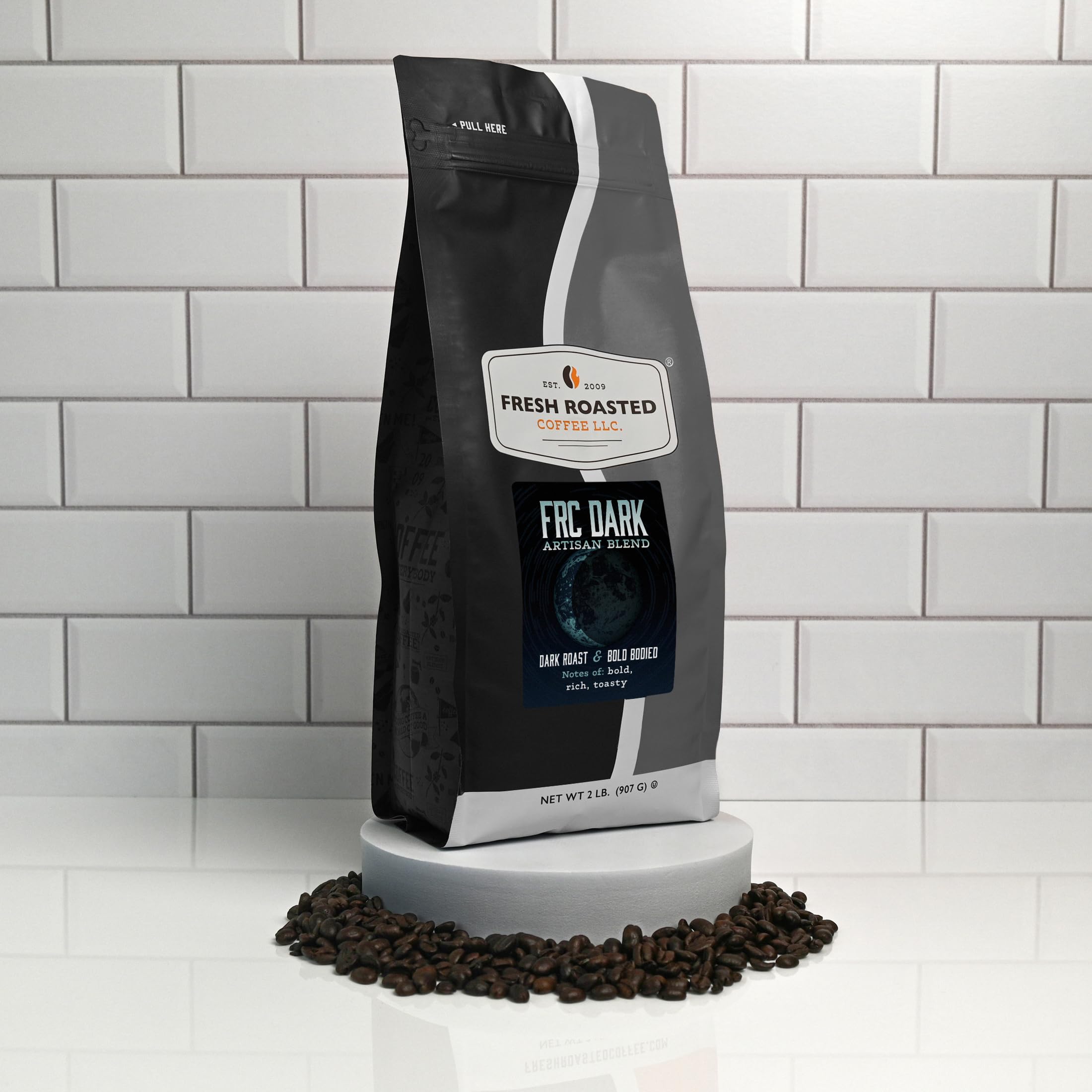 Fresh Roasted Coffee, FRC Dark Roast Blend Drip Ground Coffee, Dark Roast, Kosher, 2 lb (32 oz)