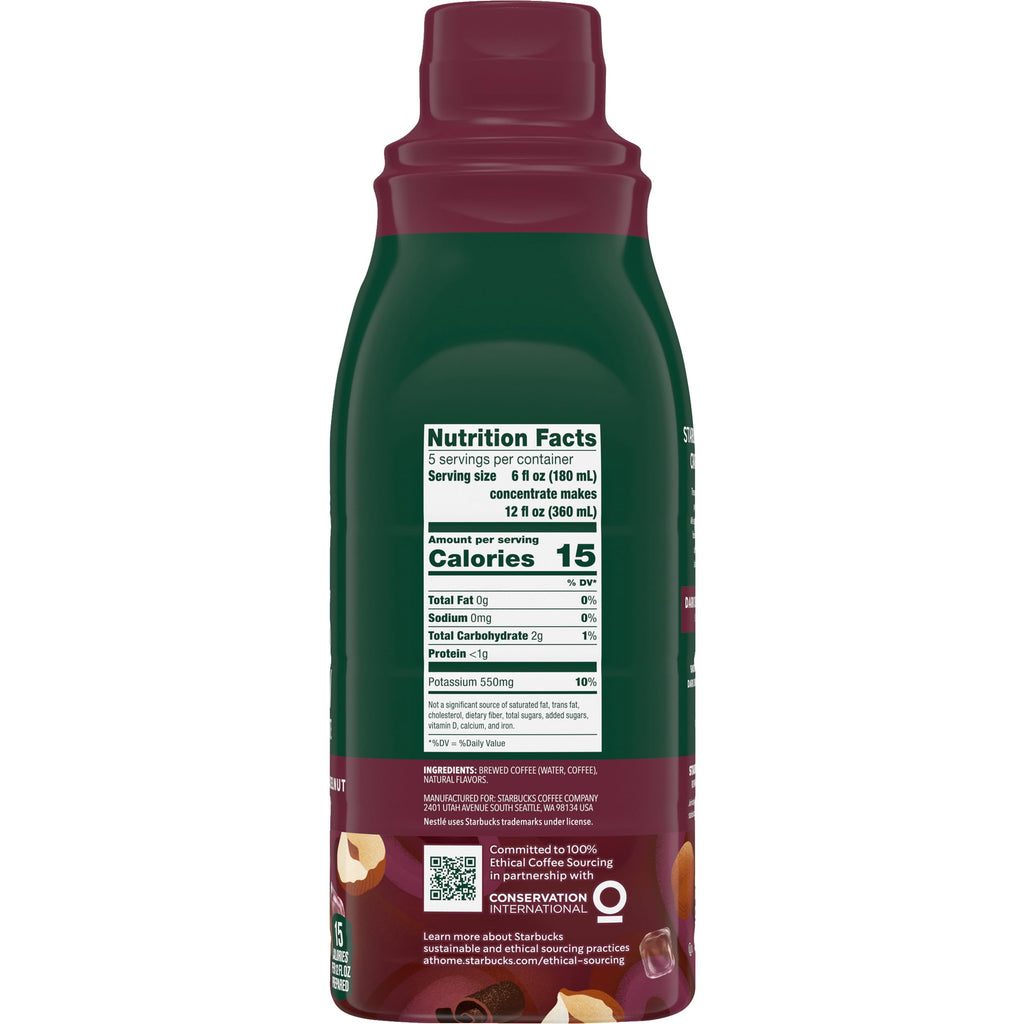 Starbucks Cold Brew Coffee Concentrate, Dark Chocolate Hazelnut Flavored Iced Coffee, 32 fl oz