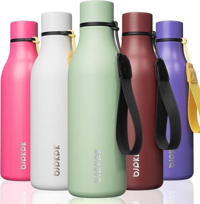 BJPKPK 18oz Insulated Water Bottle, Stainless Steel Bottle with Carry Strap