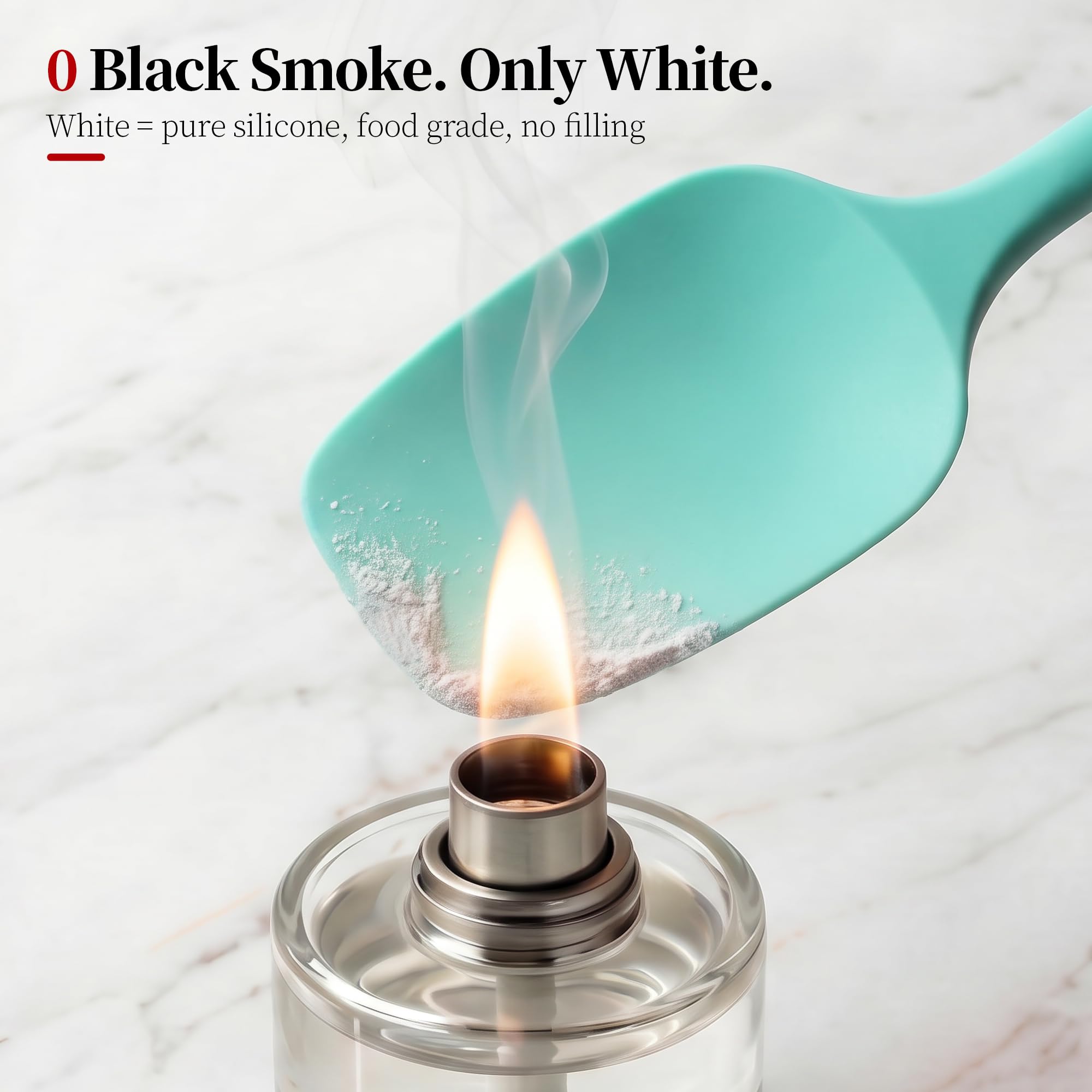 Lilybeam 600ºF Heat Resistant Silicone Spoon Spatula for Cooking, Aqua Sky