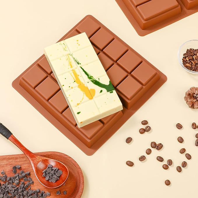 Dubai Chocolate Molds 1 Inch Deep, Silicone Chocolate Bar Mold – Non-Stick, Flexible, Large and Thick Homemade Chocolates, Candies, and Desserts - Set of 3