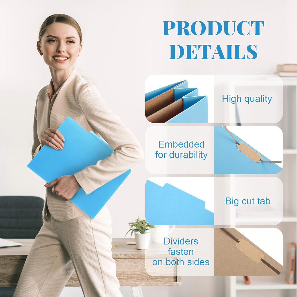 24 Pcs Skyygemm Classification Folder Letter Size, 2 Pocket File,Blue