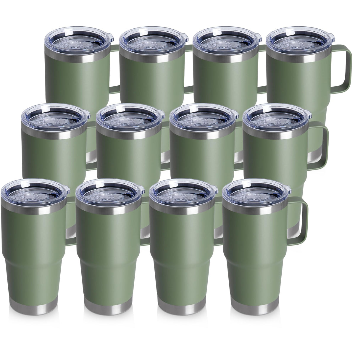 20oz Tumbler with Lid, Stainless Steel Tumbler with Handle, Metal Insulated Travel Coffee Mug with Handle, Double Wall Vacuum Spill Proof Tumbler Cup, Amy Green 1 Pack