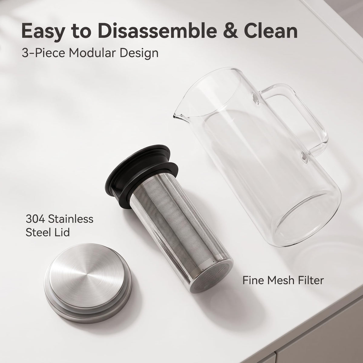 Cold Brew Coffee Maker, Tea Infuser Ice Cold Brew Pitcher 48oz (1.4 L)
