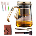 YJX Magnetic Glass Teapot, 25.4oz Small Enchanted Brewing Tea Pot, Witchcraft Magic Borosilicate Tea Set with Strainer for Loose Leaf or Herbal, Exquisite Kettle Gift for Tea Lovers(Golden)