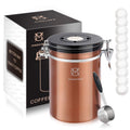 MAGICAFÉ Airtight Coffee Bean Container - Co2 Valve Coffee Bean Canister with Scoop for Ground Coffee Large Copper 21oz