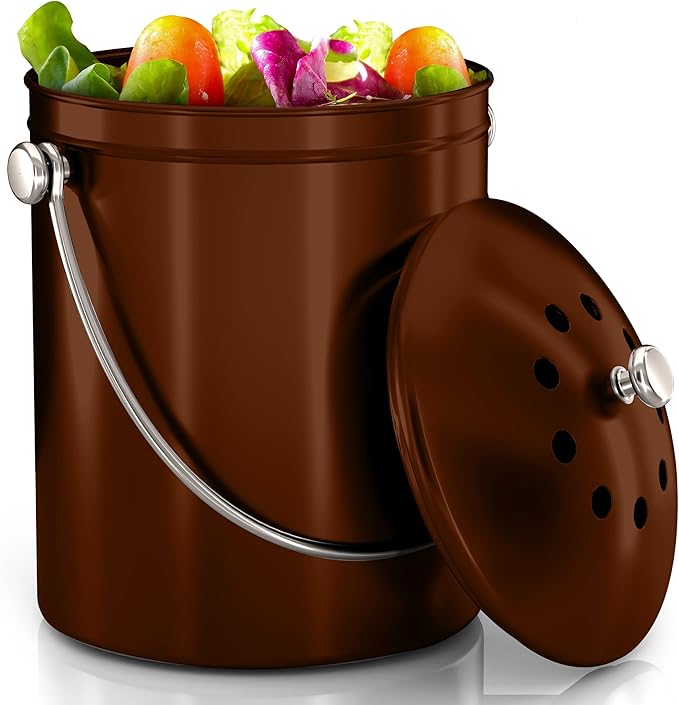 Utopia Kitchen Countertop Compost Bin 1.3 Gallon, Stainless Steel