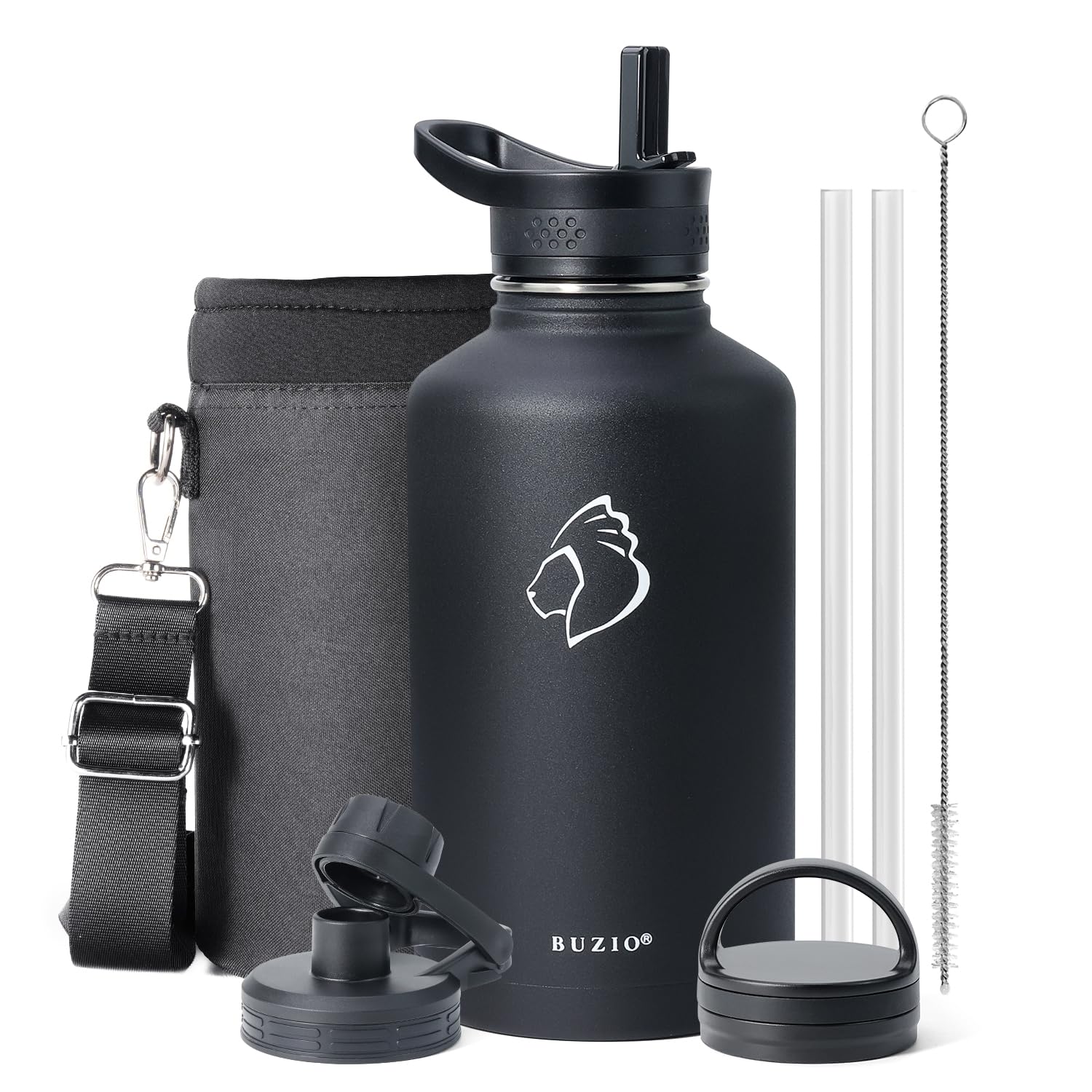 BUZIO Half Gallon Water Jug Insulated Stainless Steel (Cold for 48 Hrs)