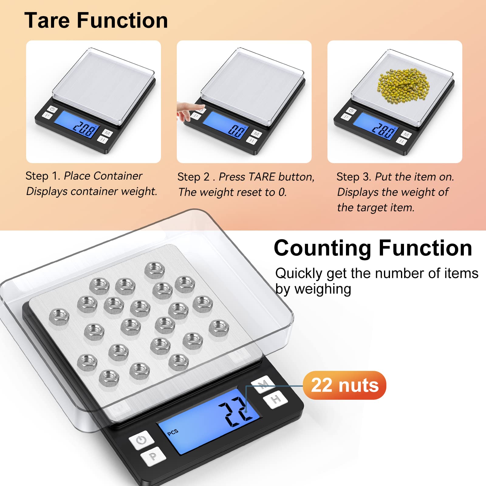 BOMATA Upgraded Small Food Scale with 0.1 g/0.001 oz High Precision
