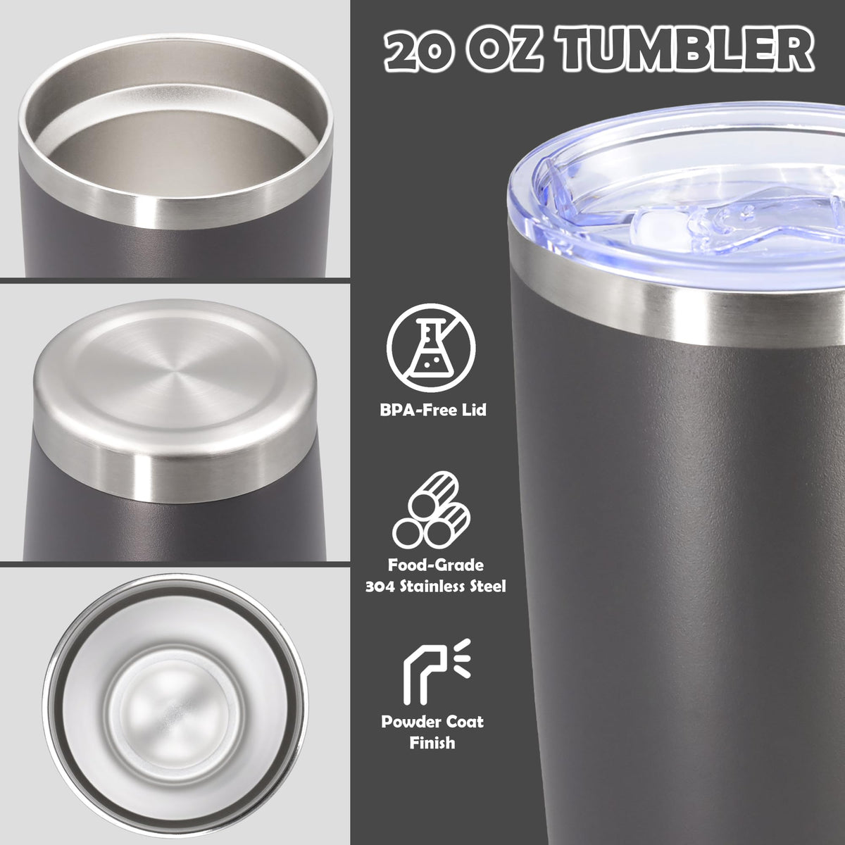 20oz Tumbler Stainless Steel Tumbler Coffee Tumbler with Lid White, 8P