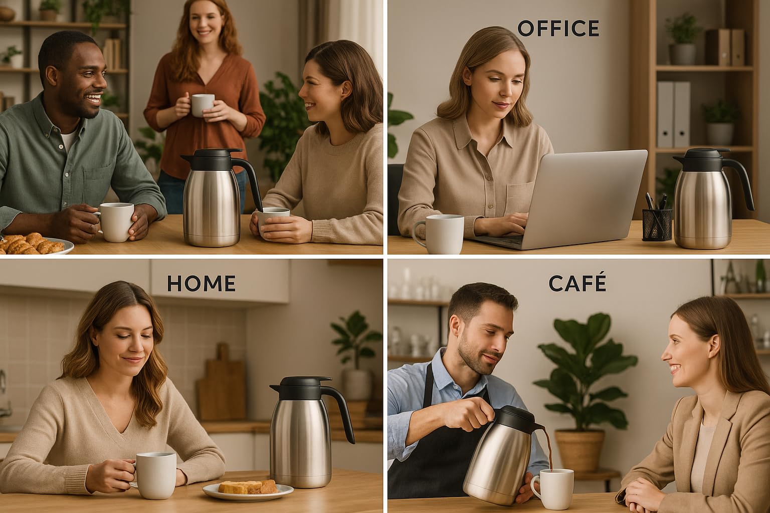 Heritage66 Thermal Coffee Carafe with Cleaning Brush – 68 oz (2 L) Vacuum Insulated Stainless Steel Beverage Dispenser, Keeps Drinks Hot 12 H/Cold 24 H, Ideal for Home, Office & Parties