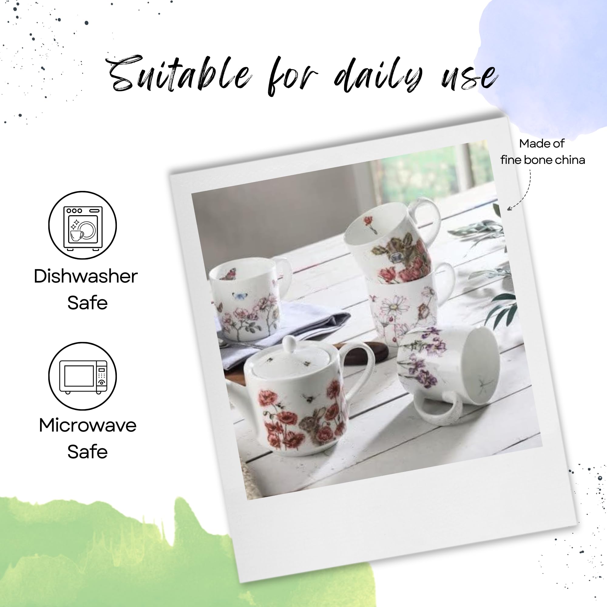 Royal Worcester Wrendale Designs Bessie Cow Mug | 14 Ounce Large Coffee Mug with Cow Design | Made from Fine Bone China | Microwave and Dishwasher Safe