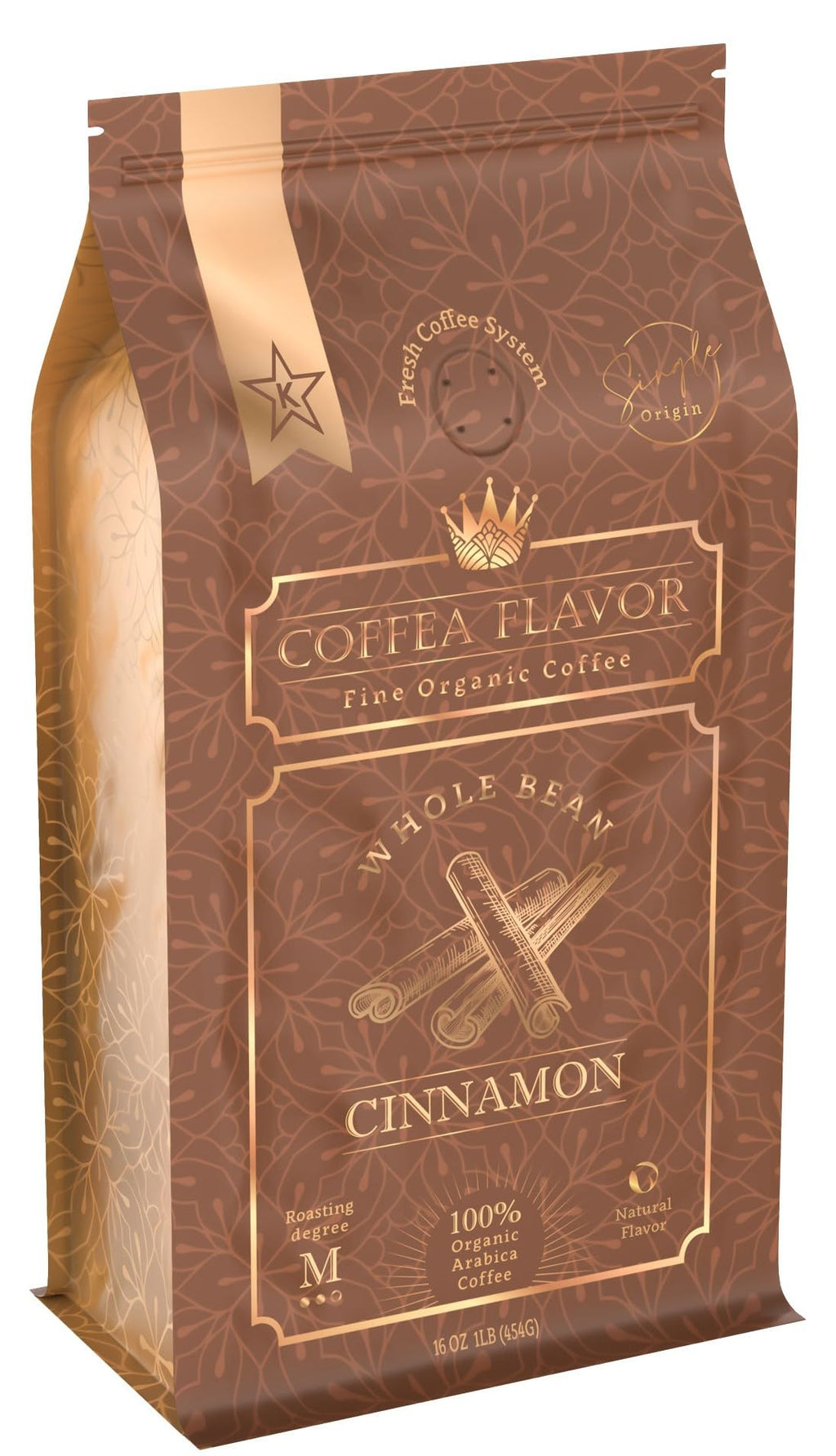 Organic Whole Bean Coffee Medium Roast (16oz) - Cinnamon Flavored