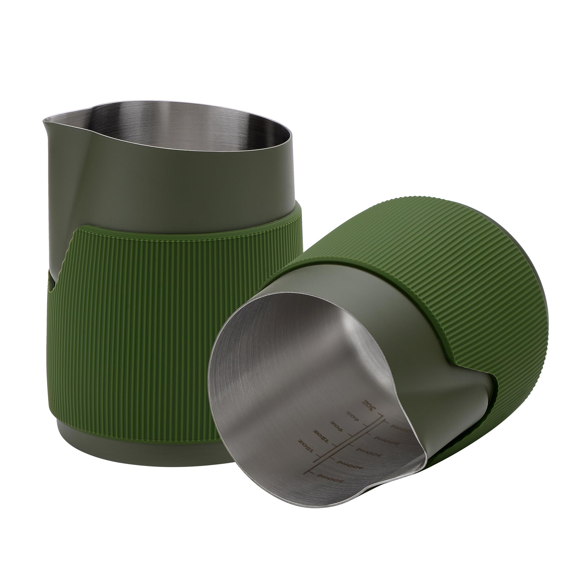 Normcore Handleless Milk Frothing Jug, Milk Pitcher 20.3 oz, Milk Frother Steamer Cup Stainless Steel Espresso Cup, Round Spout, Green, 600 ml