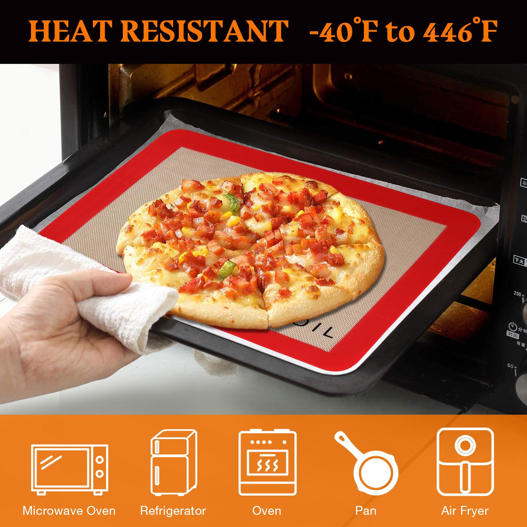 Silicone Baking Mats Set of 3, Non-Stick Reusable BPA-Free Oven Liners