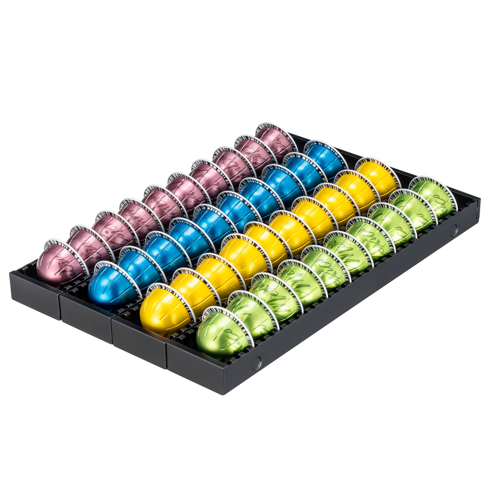 Rice rat Coffee Pod Holder Drawer Organizer Insert for Counter,Nespresso Pod Holder DIY Magnetic Connect Black Metal(4 Packs)