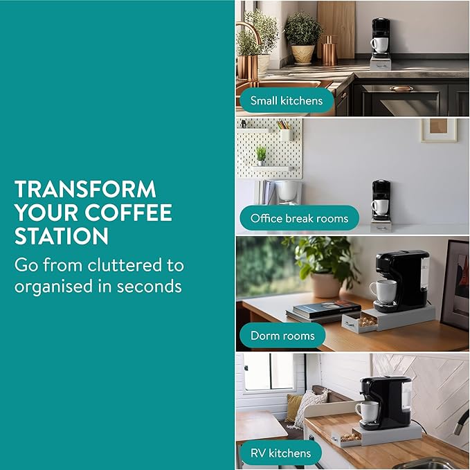 Navaris Coffee Pod Holder, Grey - Compact, Space Saving Coffee Capsule Storage Holders - Durable Espresso Organiser Station - Coffee Machine Drawer Ideal for Small Kitchens