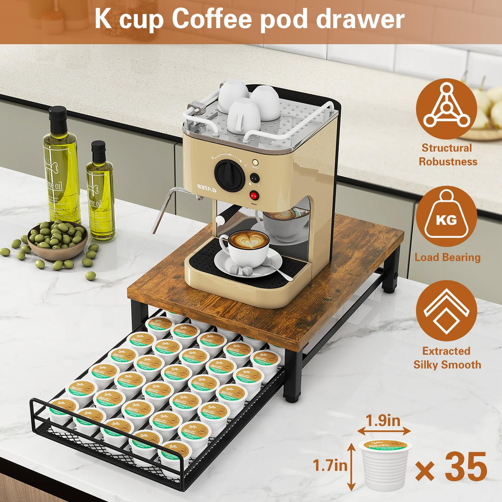 IBUYKE Wooden Coffee Pod Holder for K-Cup, 35 Pod Capacity,Brown TCJ001H