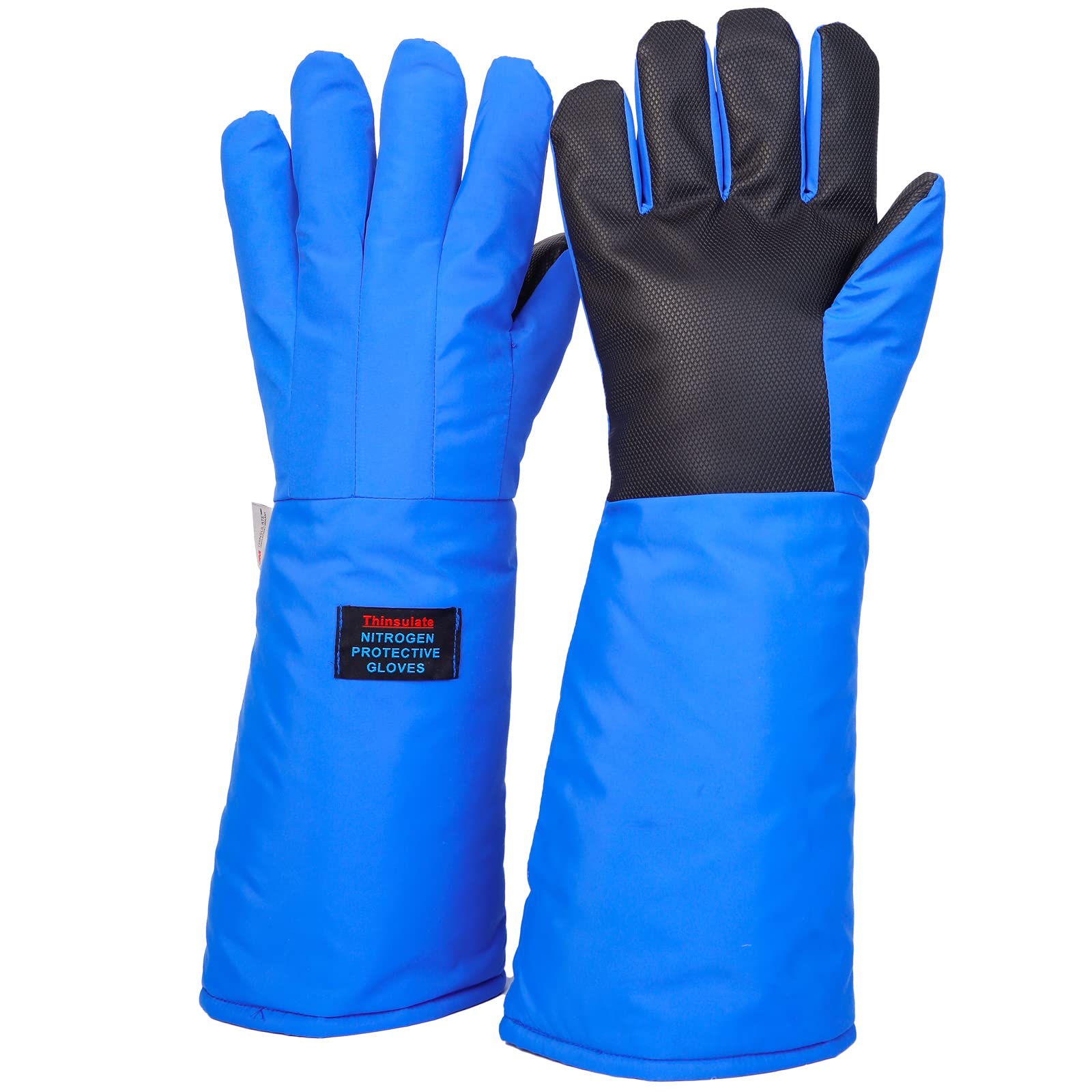 egowz Cryogenic Gloves Low Temperature LN2 Liquid Nitrogen Protective Gloves Cold Storage Safety Frozen Gloves(Blue Wrist Length/13 inch)