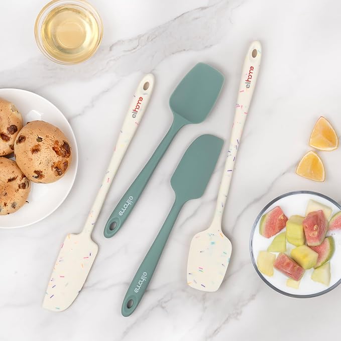 Elihome Mini Silicone Spoonula - Non-Stick Heat Resistant Silicone Scraper Spatula for Mixing, Serving, Scraping, Stirring, and More, 8.75 Inch, Sage Green