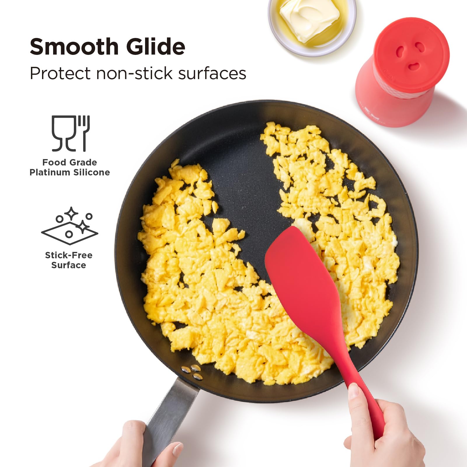Kitchen Mama WaltzGrip Platinum Silicone Scraping Spatula, Red