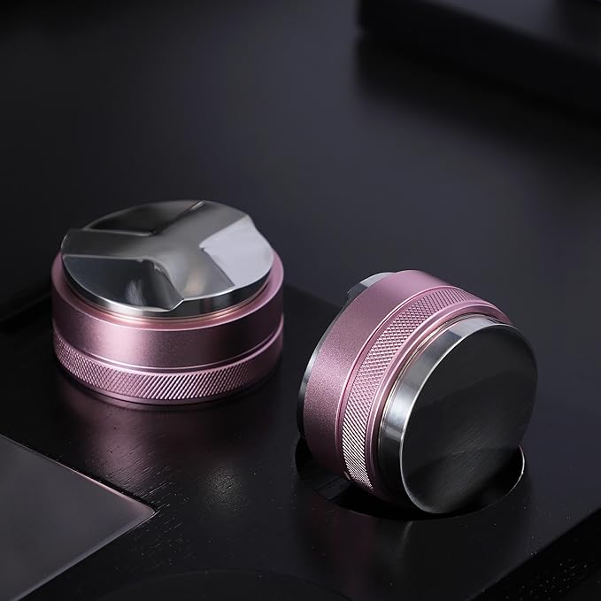 58mm Coffee Distributor and Tamper,Dual Head Coffee Leveler Fits for Gaggia E61 58mm Portafilter,Professional Espresso Hand Tamper.(Light pink)