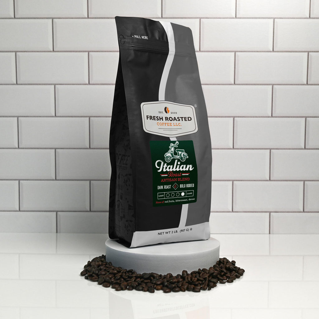 Fresh Roasted Coffee, Italian Roast Whole Bean Coffee, Dark Roast, Kosher, 2 lb (32 oz)