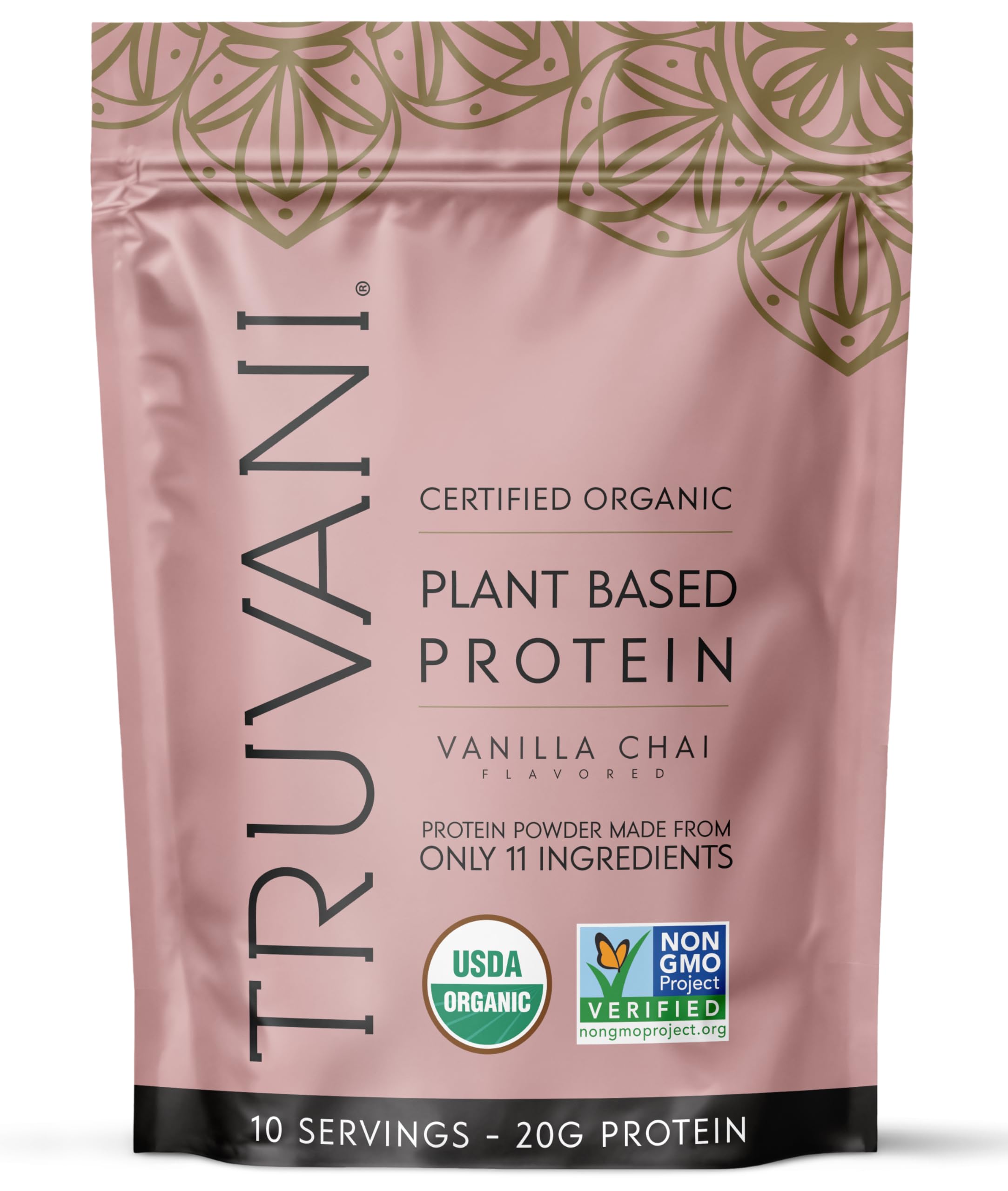 Truvani Organic Plant Based Protein Powder | Vanilla Chai | 10 Servings